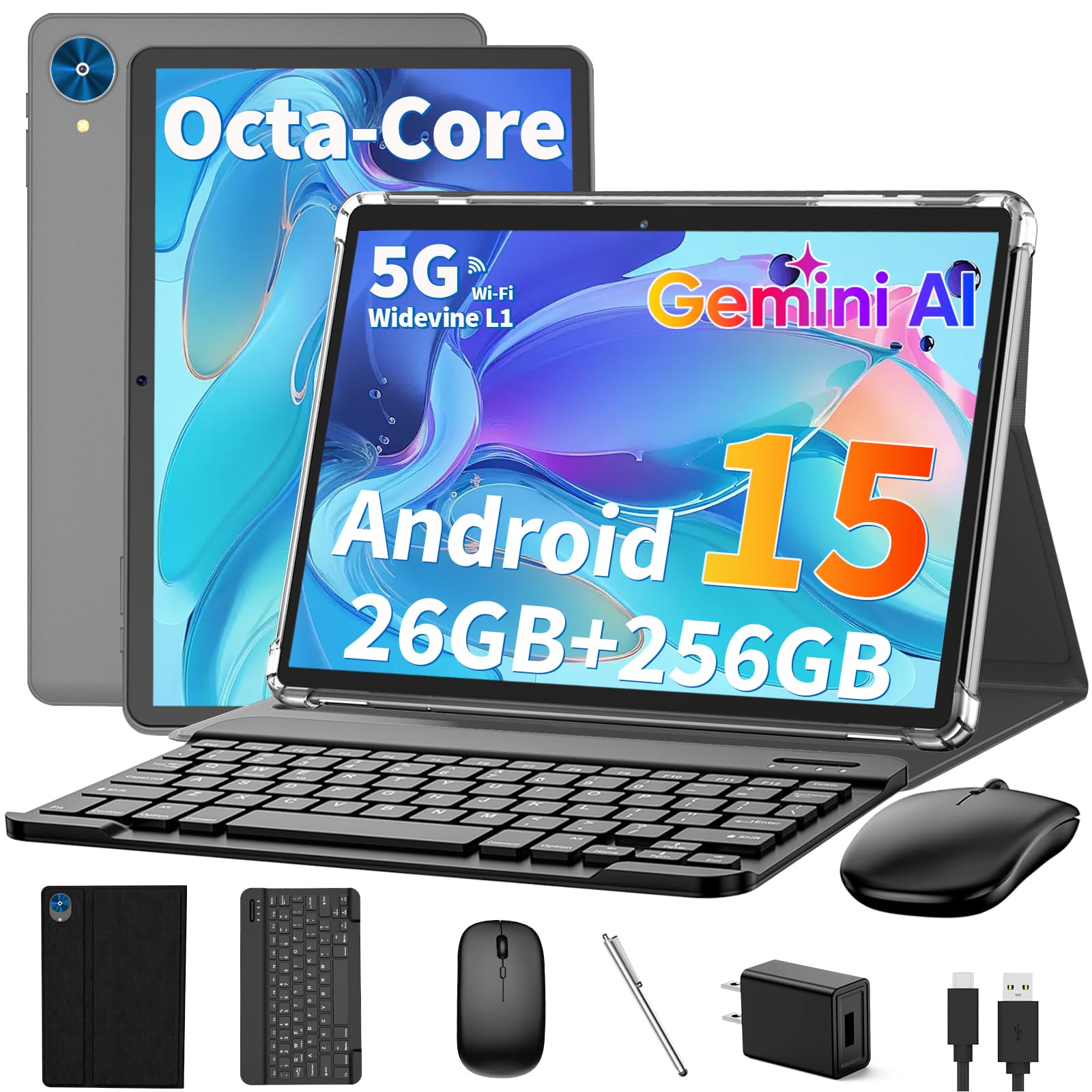 Amazon.com : Android 15 tablet with keyboard, 26GB RAM+256GB ROM